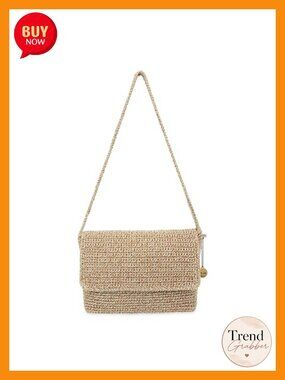 Hand-Crocheted Flap Shoulder Bag Recycled Yarn Satchel Purse